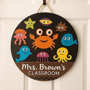 Teacher Gifts, Teacher Door Sign, Ocean Sea Themed Door Sign, Classroom Door Hanger, Back To School, Classroom Welcome Sign, Classroom Decor