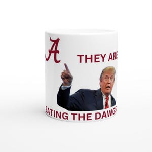 Alabama Crimson Tide Mug, White 11oz Ceramic Mug, Iconic Alabama Watercolor Ceramic Mug