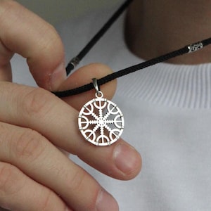 Silver Helm of Awe Pendant, Ancient Runic Protection Amulet, Sterling Silver Necklace, Symbol of Fear and Defense, Powerful Talisman for Men