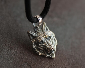 Collar de lobo salvaje para hombre, colgante de lobo en plata 925, dije de lobo nódrico, collar de animal, joyería de lobo, tótem animal espiritual tribal, regalo para él