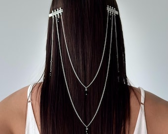 Hair Chain Accessory With Stone, Dangling Hair Chains, Hair Clip Hair Chain Accessory With Stone, Dangling Hair Chains, Hair Clip