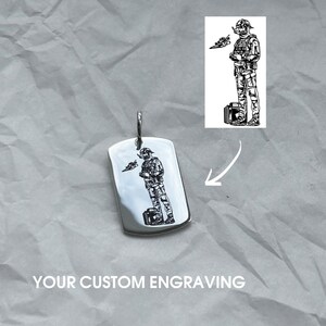 Dog Tag-ketting heren, gepersonaliseerde gegraveerde ketting, legerkaart, identiteitsketting, handgemaakte zilveren ketting, Vaderdagcadeau