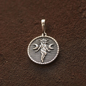 Virgo Silver Pendant For Men, Round Zodiac Charm Necklace, Sterling Silver Virgo Medallion, Astrology Gift Idea, Birthday Present For Him