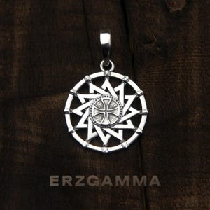 Star of Erzgamma Pendant, 925 Sterling Silver Slavic Amulet, Sacred Protection Talisman, Prosperity Amulet, Nordic Mythology Jewelry for Him
