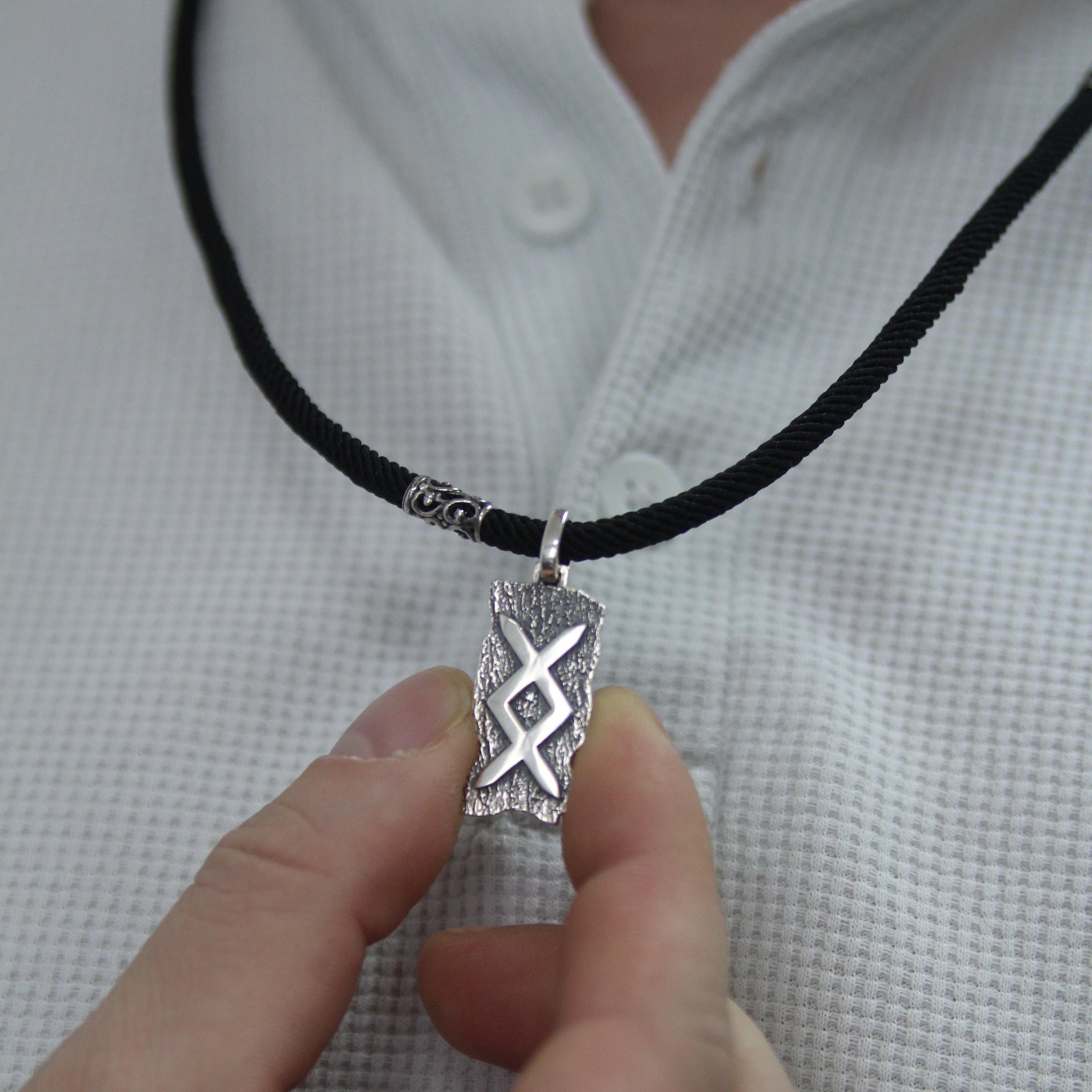 Silver Ingwaz Rune Pendant, Viking Rune Necklace, Norse Jewelry for New Beginnings Rune Amulet Necklace Gift for Boyfriend Gift for Coworker