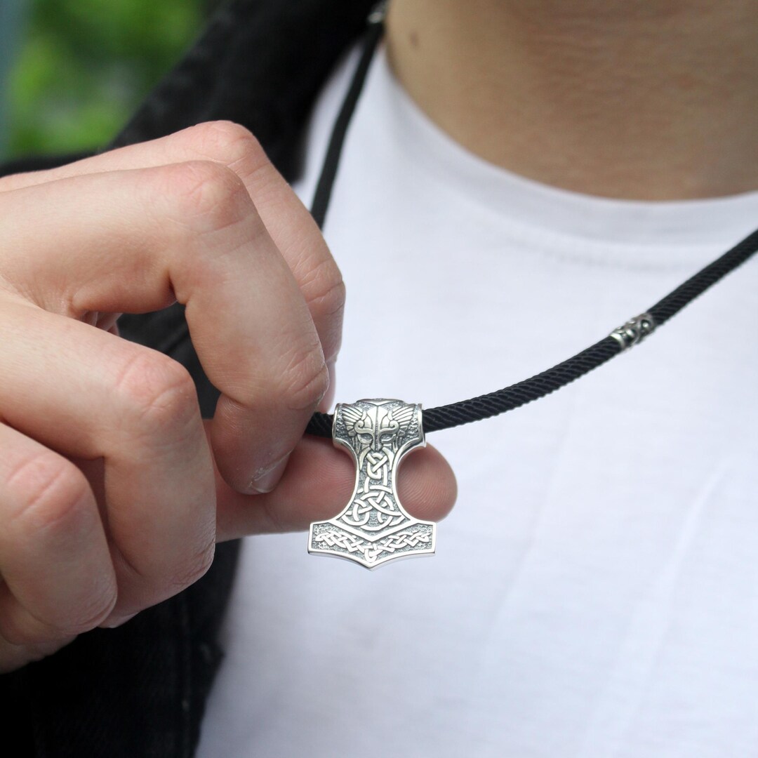 WithLoveSilver Sterling Silver Viking Mjolnir Pendant – Thor's Hammer Amulet, Norse Jewelry | 6.3g, 1 3/16" X 3/4"