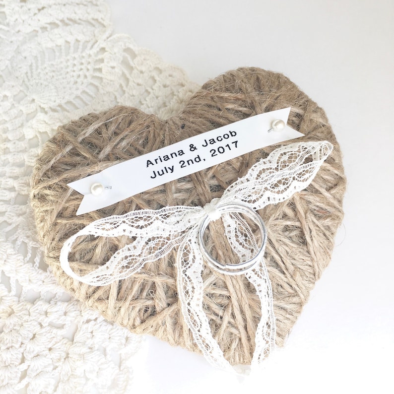 choose ivory lace ribbon reuse as Christmas ornament wedding ceremony Wedding Ring Bearer Pillow or string durable custom name tag