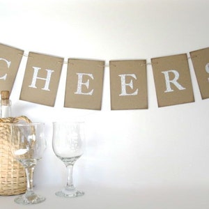 Cheers Banner silver glitter letters wedding decor,birthday party,dinner party,thanksgiving dinner, Christmas dinner, New Years decor image 1