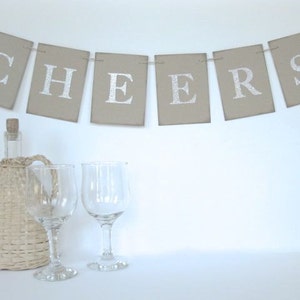 Cheers Banner silver glitter letters wedding decor,birthday party,dinner party,thanksgiving dinner, Christmas dinner, New Years decor image 2