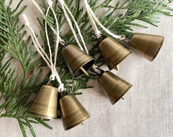 Brass Bell Christmas Ornament-Christmas Tree Decor-Set of 6