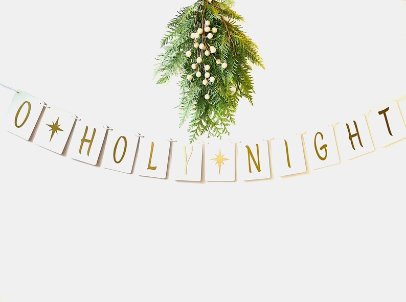 O Holy Night Banner Christmas Banner-White Christmas Banner-Christmas Decoration-choose color-Christmas Mantel-Christmas Garland image 1