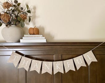 THANKFUL BANNER-Reusable Felt Banner-Autumn Banner-Autumn Decor-Thanksgiving Decor-Sustainable Decor-Thanksgiving Banner