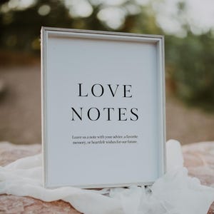 Minimalist Hochzeit Love Notes Zeichen | Modernes Gästebuch Schild | Bearbeitbare Canva Vorlage | Druckbare Hochzeitsdeko | Sofort Download