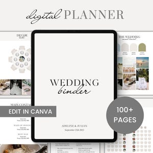 Editable Wedding Planner Canva Template: Minimalist Bride Organizer (109 Pages, PDF Download