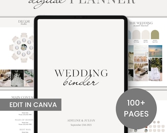 Editable Wedding Planner Canva Template: Minimalist Bride Organizer (109 Pages, PDF Download