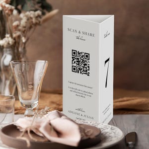 Wedding Trifold Table Number Template, Editable Trifold Menu, Instant Download, Reception Sign with QR Code, ADELINE