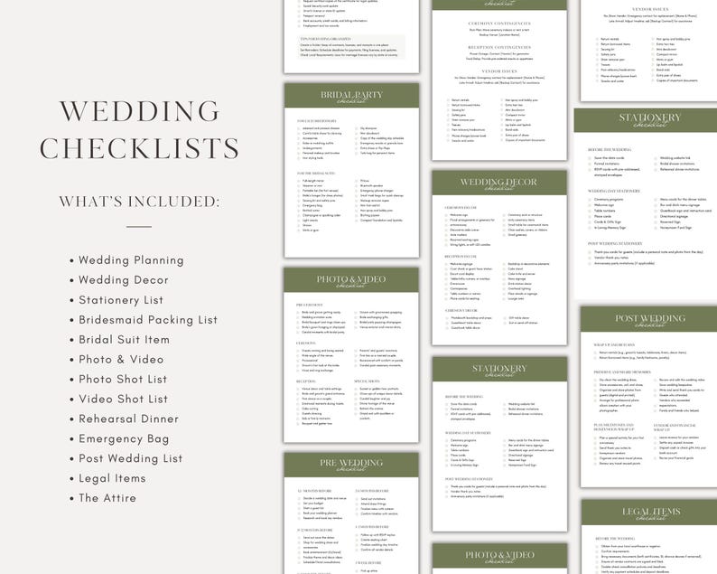 Editable Wedding Binder Canva Template 100+ Pages Sage Green Planner