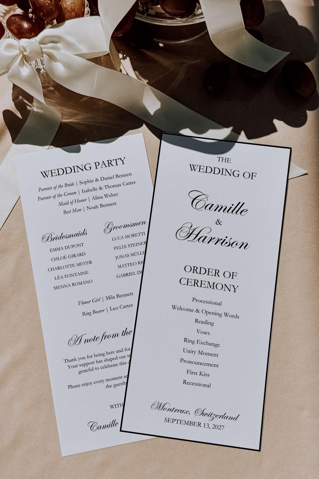 Wedding Program Template: Modern Order of Ceremony Double Sided ...