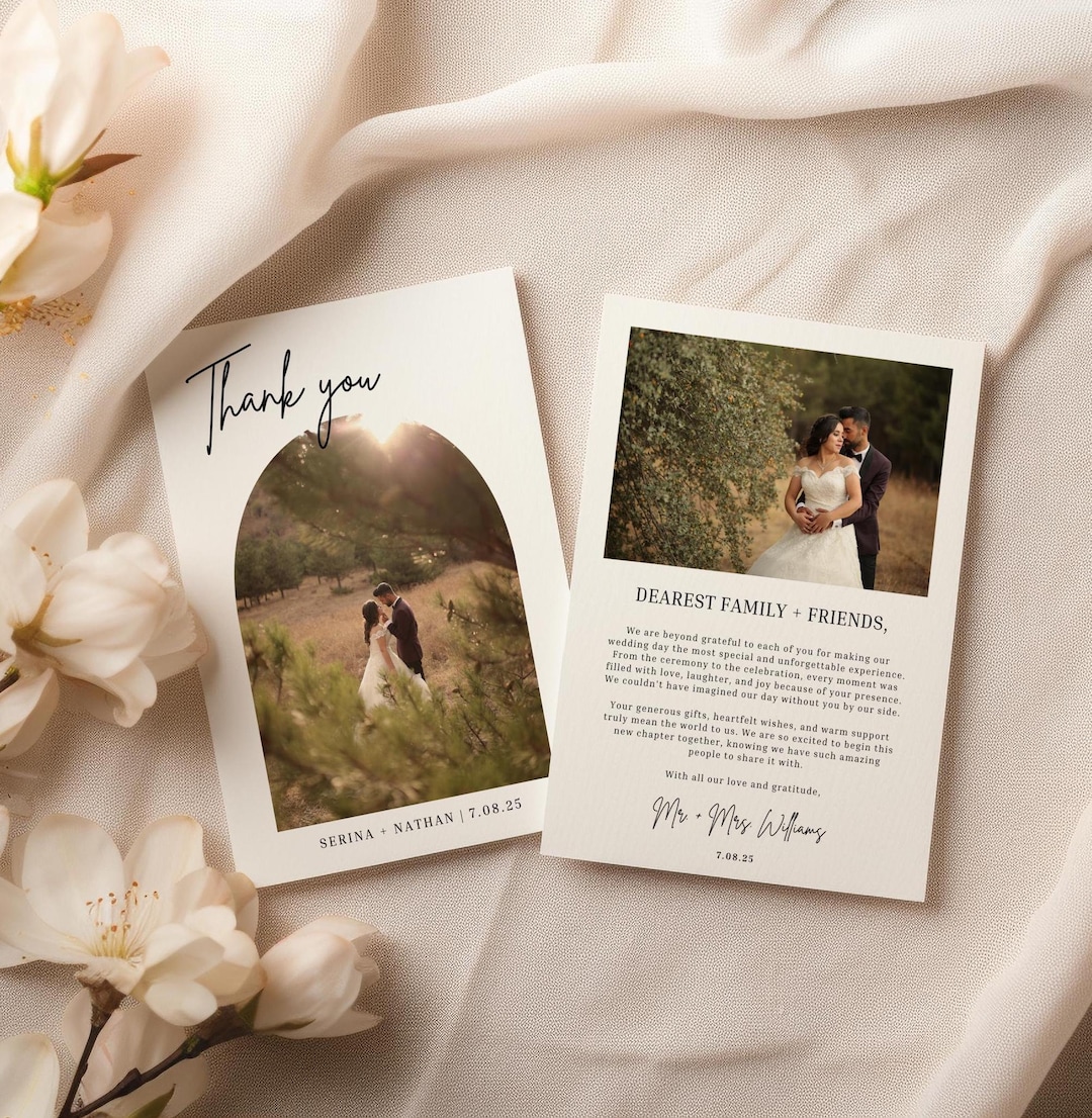 Personalized Wedding Thank You Card With Photo (editable Template ...