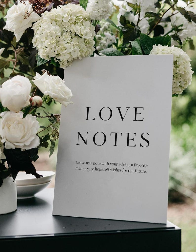 Minimalist Wedding Love Notes Sign: Modern Guest Book (printable ...
