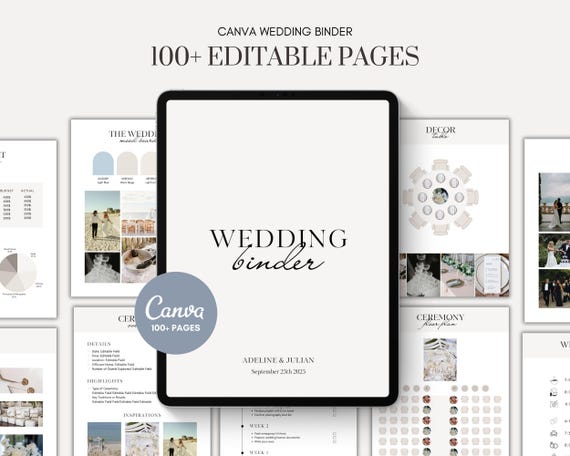 Editable Wedding Binder Canva Template: Minimal Wedding Planner PDF (Instant Download)