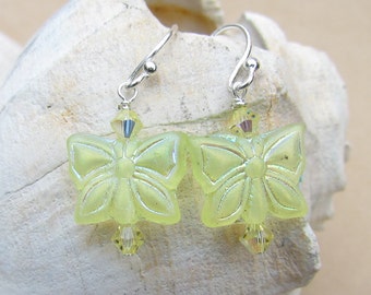 Leamon yellow Butterfly Beaded Earrings, Handmade by Harleypaws, SRAJD