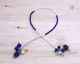 Blue and white bookmark, beaded bookmark, University of Kentucky bookmark, handmade UK Wildcats