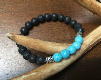 Essential Oil Diffuser bracelet with turquoise howlite and lava rock beads