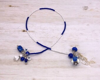 Blue and white bookmark, beaded bookmark, University of Kentucky bookmark, handmade