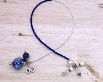 Blue and white bookmark, UK Wildcats beaded bookmark, University of Kentucky bookmark, handmade