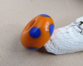 University of Florida Orange and Blue Big Hole Bead, Handmade Lampwork by Harleypaws, SRA