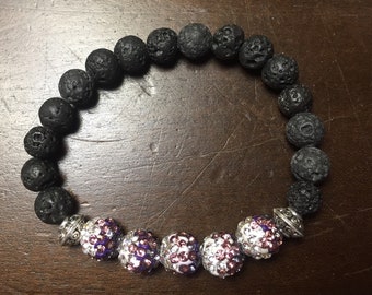 Essential Oil diffuser jewelry lava rock beaded bracelet crystal beads bling glam stone beads yogi boho natural