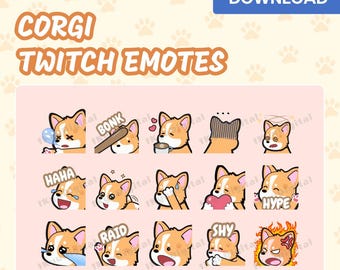 Corgi Twitch Chat Emotes for Streamers (Digital Download)