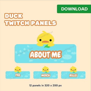 12 Duck Twitch Panels for Stream | Cute and Comfy Aesthetic | Graphics for Twitch Profile