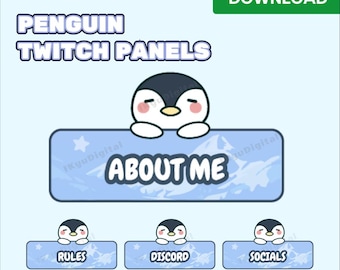 Winter Penguin Twitch Panels | Cute Stream Graphics (Digital Download)