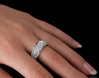 Cubic Zirconia Eternity Ring: 316L Stainless Steel Band