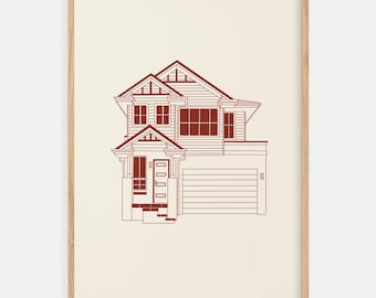 Ritratto di casa personalizzato, illustrazione di casa minimalista, stampa di inaugurazione della casa, file digitale