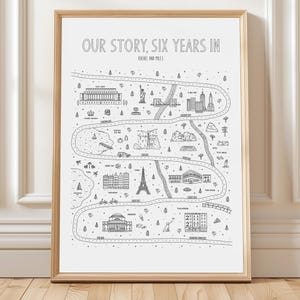 Relationship Map, Couples Love Story Timeline, Paper Anniversary Gift For Husband And Wife (Digital File)