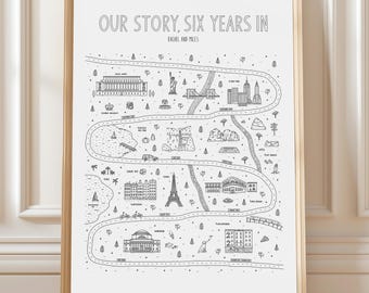 Personalized Relationship Map, Love Story Map, Custom Story of Us Map, Couples Gift, Love Story Timeline Map, Personalized Map