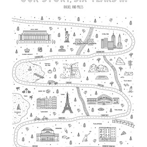 Personalized Relationship Map, Love Story Map, Custom Story of Us Map, Couples Gift, Love Story Timeline Map, Personalized Map image 6