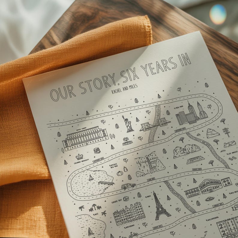 Personalized Relationship Map, Love Story Map, Custom Story of Us Map, Couples Gift, Love Story Timeline Map, Personalized Map image 4