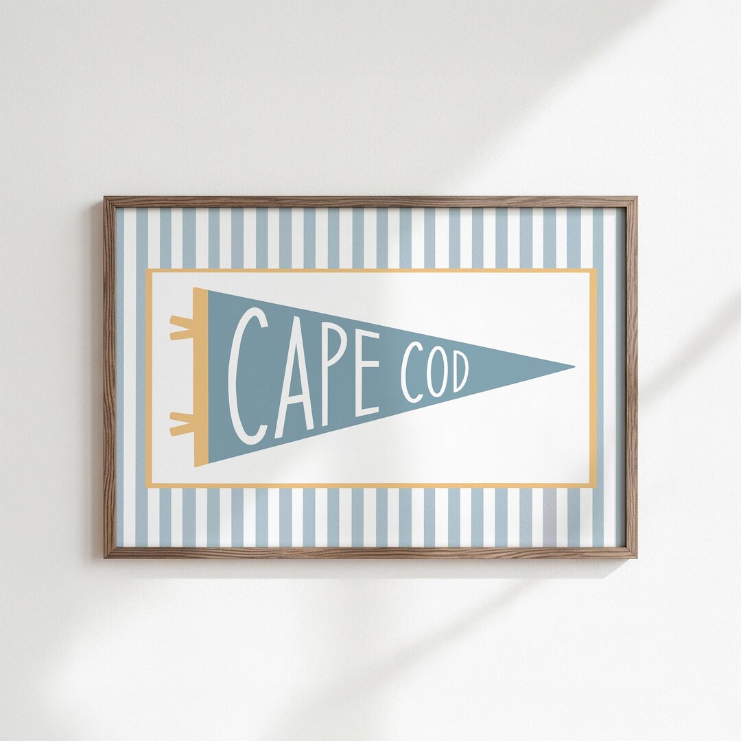 Cape Cod Flag Valance Cape Cod Print, Cape Cod Pennant Flag, Cute College Dorm Room Wall ...