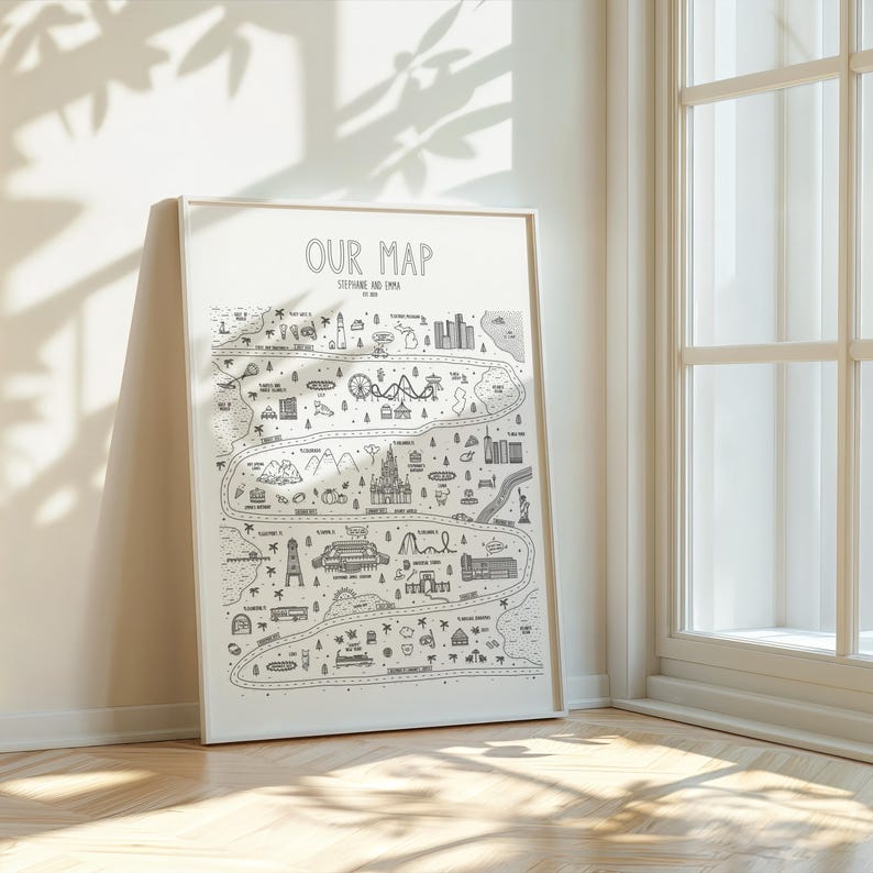 Personalized Relationship Map, Love Story Map, Custom Story of Us Map, Couples Gift, Love Story Timeline Map, Personalized Map image 10