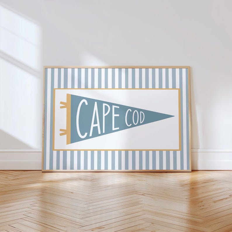 Cape Cod Flag Valance Cape Cod Print, Cape Cod Pennant Flag, Cute College Dorm Room Wall ...