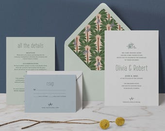 Hochzeitseinladung Vorlage, Strandhochzeit, Minimalistische Hochzeitseinladung, Hochzeitsdetails Karte, Save the Date.