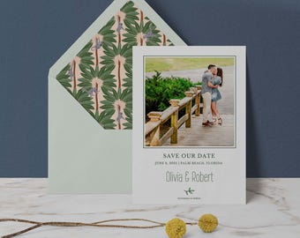Hochzeit am Strand, Save the Date Vorlage, Hochzeit am Strand, Minimalistische Hochzeit am Strand, Save the Date mit Foto, Umschlag Liner