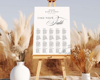 Hochzeit Sitzplan Schild Vorlage, Willkommensschild Hochzeit mit Tischnummern, Hochzeit Beschilderung, Sofort Download, In Canva bearbeiten.