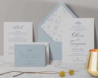 Wildblumen Hochzeitseinladungen Vorlage, Blumenhochzeitseinladungspaket, Viktorianische Hochzeitseinladung, Save the Date, Hochzeitsdetails Karte.