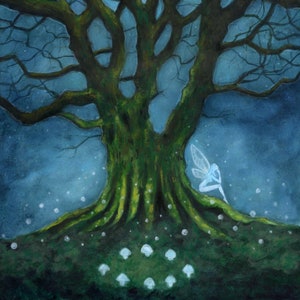 Print - Fairy Tree, willow the wisp, fantasy, faery art, enchanted woodland, trees fairies, fairyland