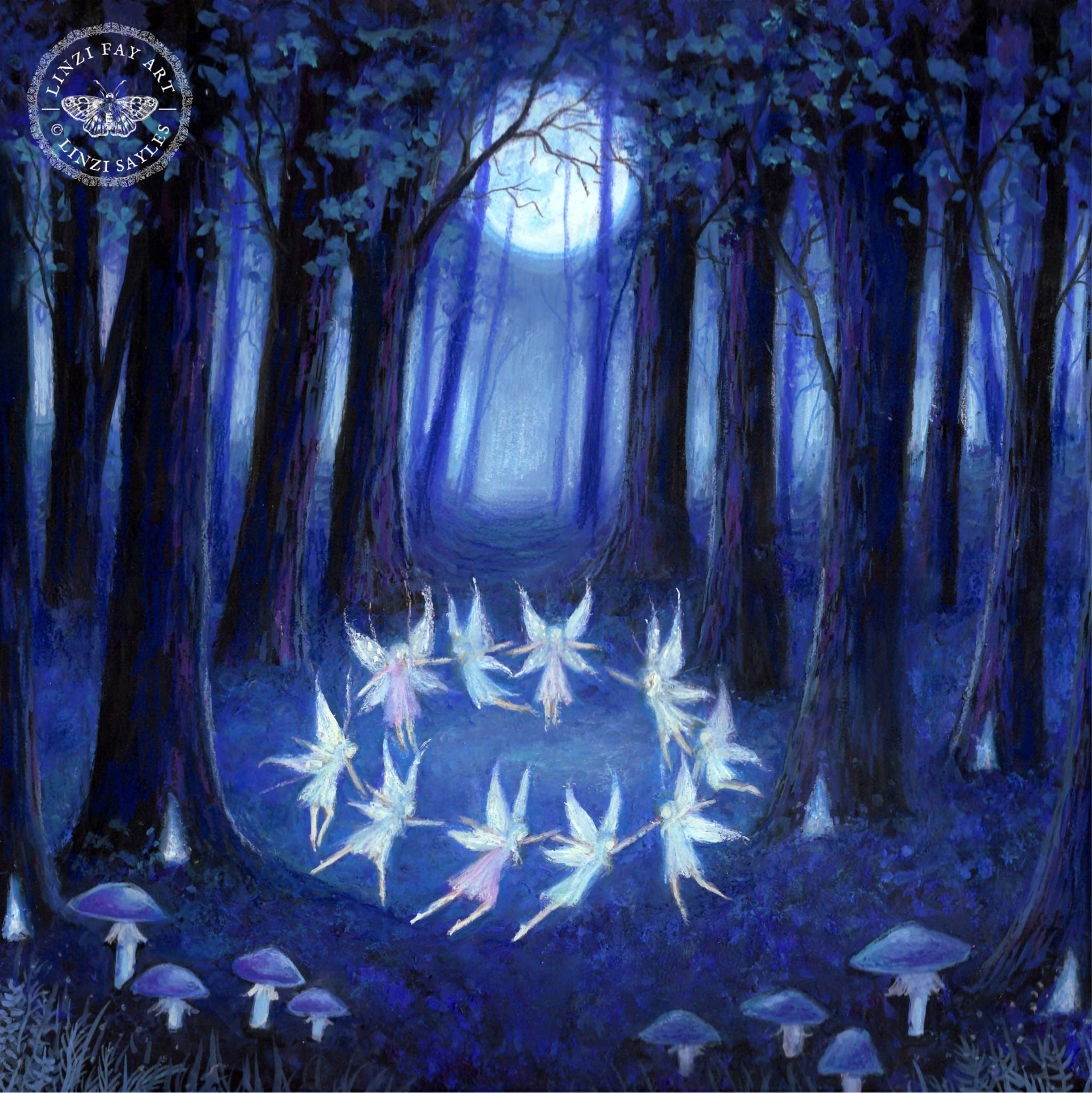 PRINT Fairy Ring, Faeries Dancing, Fantasy Fairy Art, Enchanted Woods ...